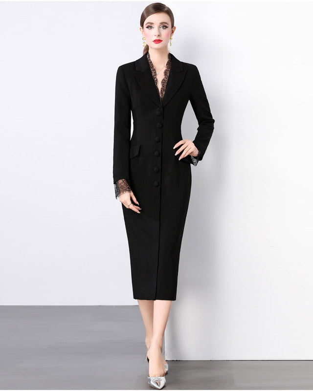 فستان ميدي مصمم خصيصًا مع حواف من الدانتيل - إليسيا