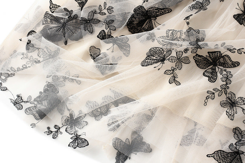 tulle midi skirt with embroidered butterfly overlay – MARIPOSA