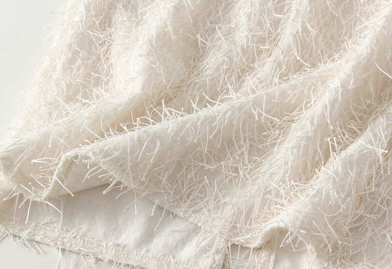 textured feather-effect midi skirt – AURA