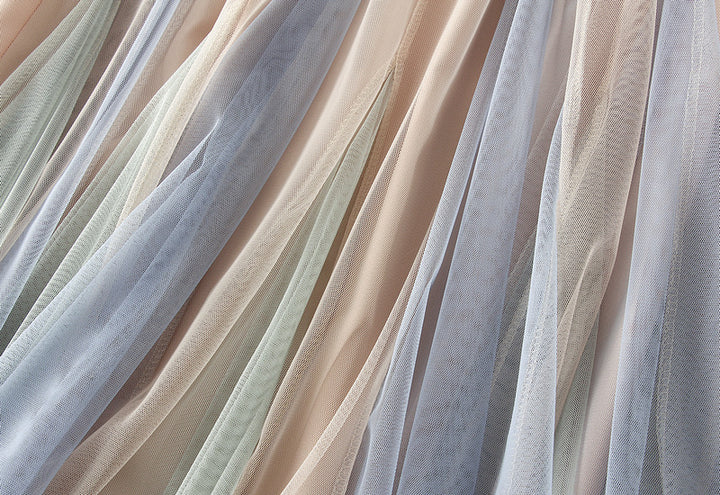 ombré tulle midi skirt with layered pleats – AURORA