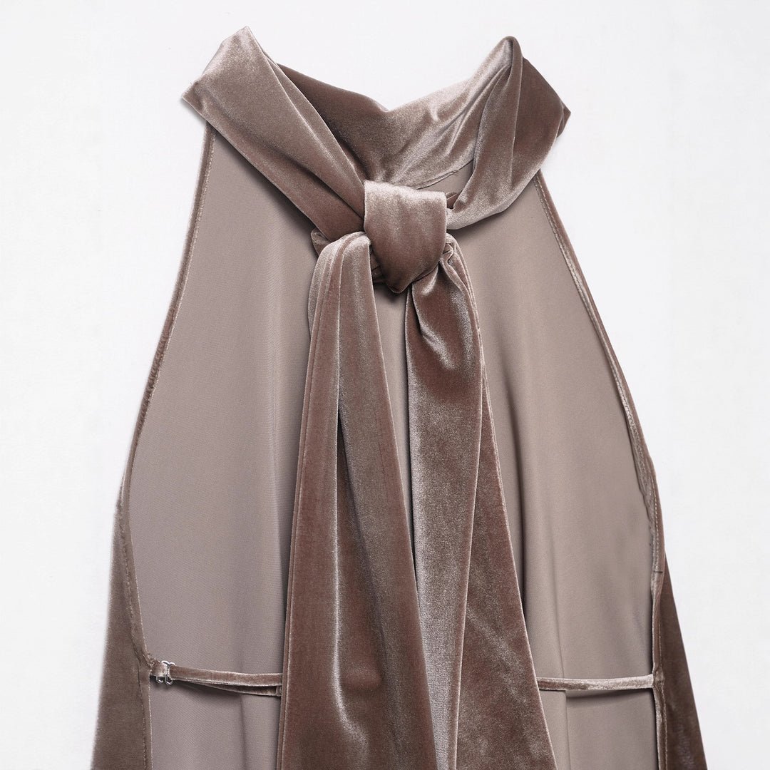 velvet halter-neck top with asymmetric hem – LYRA