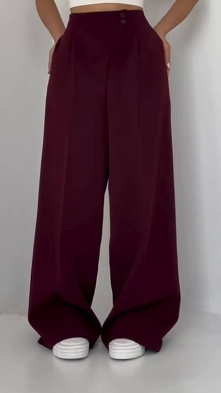 High-Waist Wide-Leg Tailored Pants – MOCHA