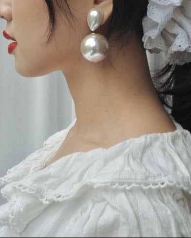 Geplooide top met uitlopende mouwen en maxi-rok set met tailleband – Rosiny 