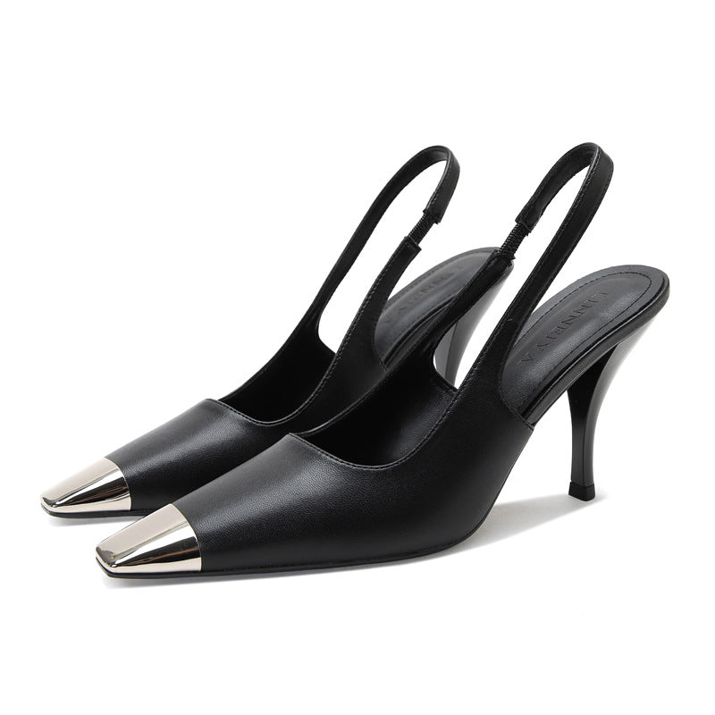 slingback pumps with metallic cap toe – ARYALKI