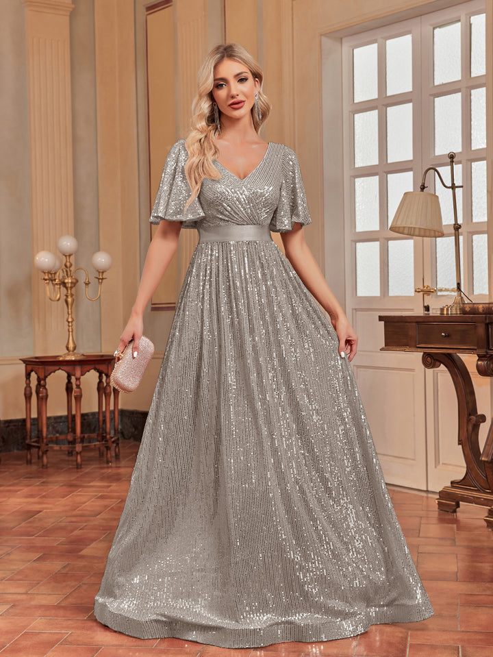 Geplooide top met uitlopende mouwen en maxi-rok set met tailleband – Rosiny 