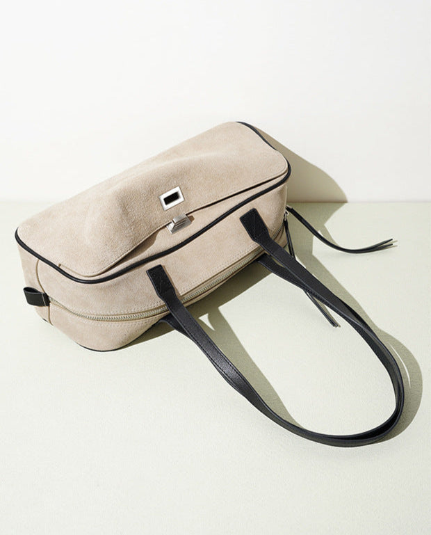 suede shoulder bag with contrast leather straps – SIENNALA