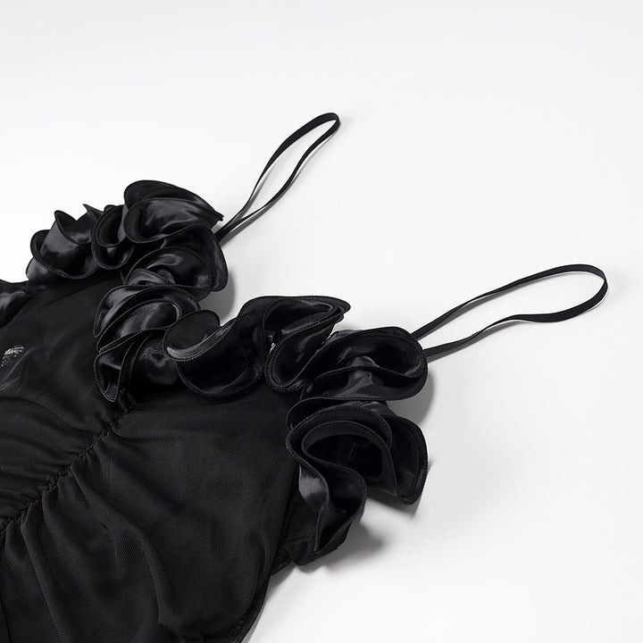 Plissiertes Oberteil mit ausgestellten Ärmeln und Maxirock-Set mit Taillengürtel – Rosiny 