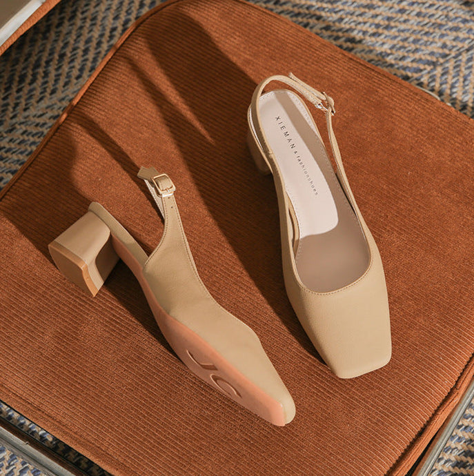 slingback block heels with square toe – AURARTU