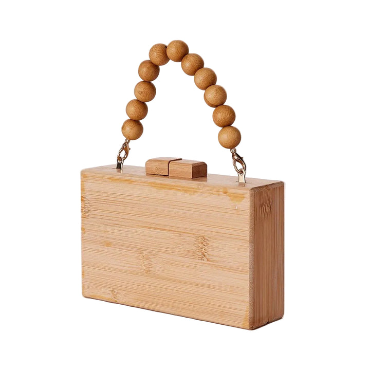 Wooden box clutch with beaded handle – BAMBOO