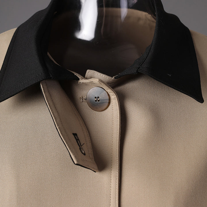 button-front minimalist jacket with contrast collar – KIVAA