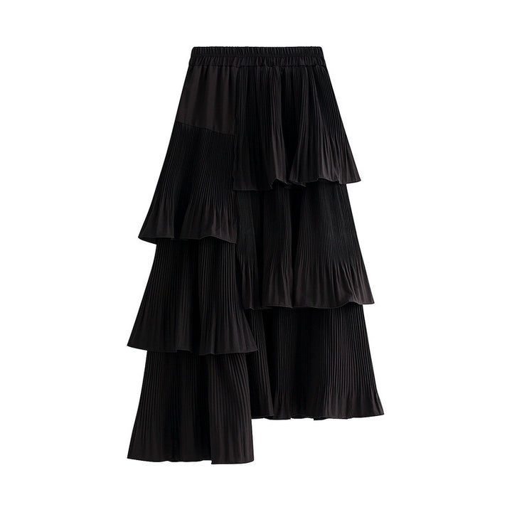 Tiered Pleated Maxi Skirt with Elastic Waist – ELISE