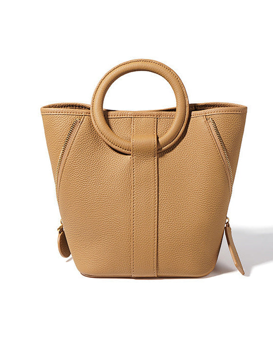 gewebte Rattan-Tragetasche mit doppelten Ledergriffen – LÉONIE 