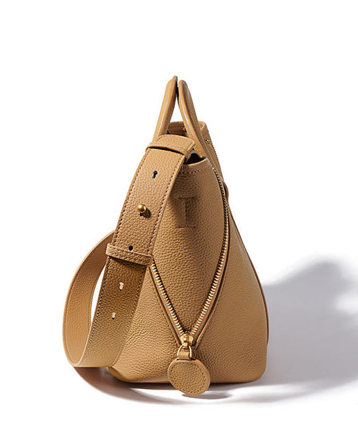 gewebte Rattan-Tragetasche mit doppelten Ledergriffen – LÉONIE 