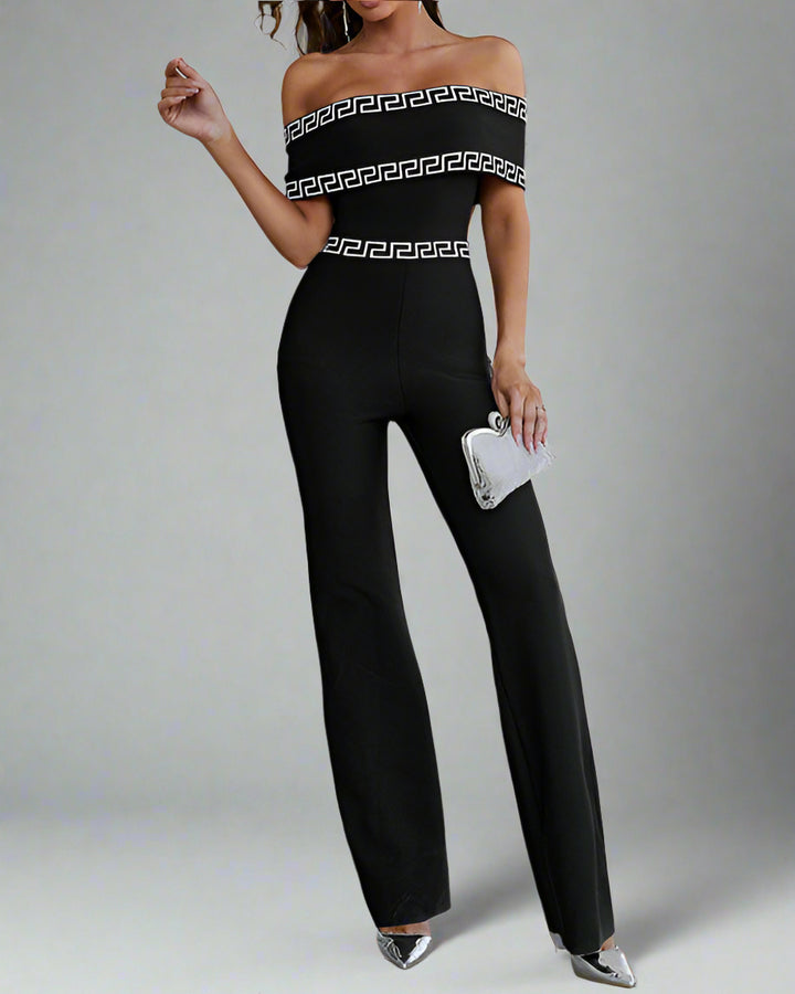 三季度袖缠绕礼服，饰有亮片翻领和花卉贴花 – ALINA 