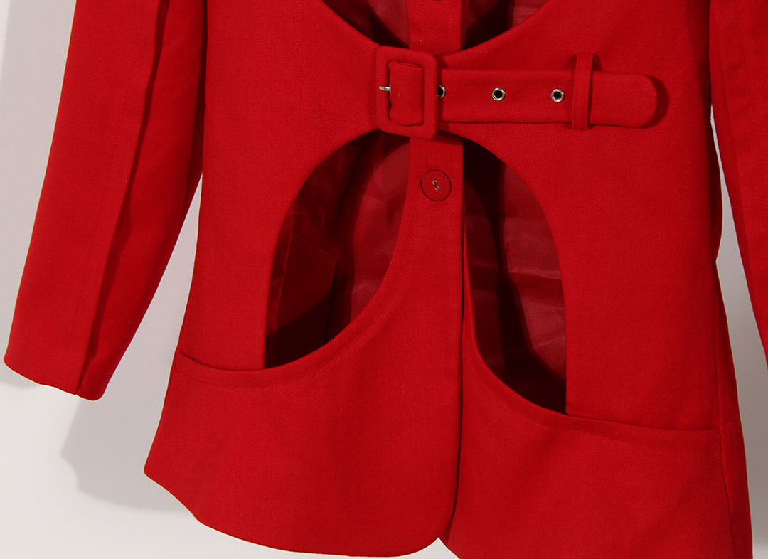 cut-out belted blazer with structured silhouette – SCARLET