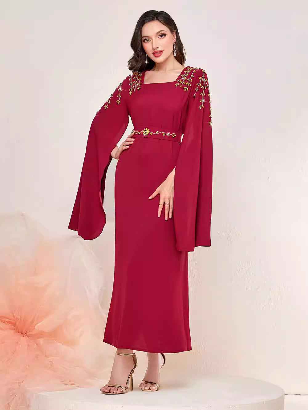 Elegant Long Sleeve Maxi Dress with Wide Hem – ESME