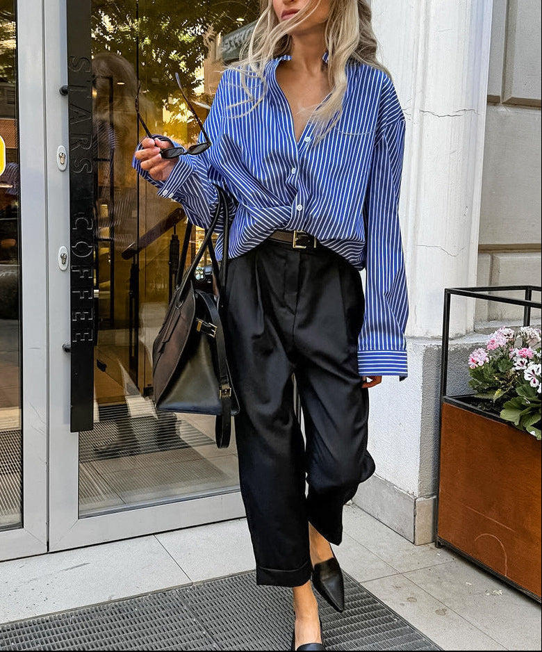 oversized striped shirt with wide cuffs – RIVIERA