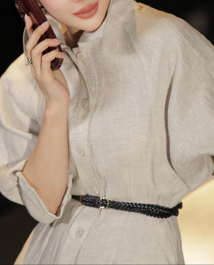 denim shirt dress with belted waist – JAZZ