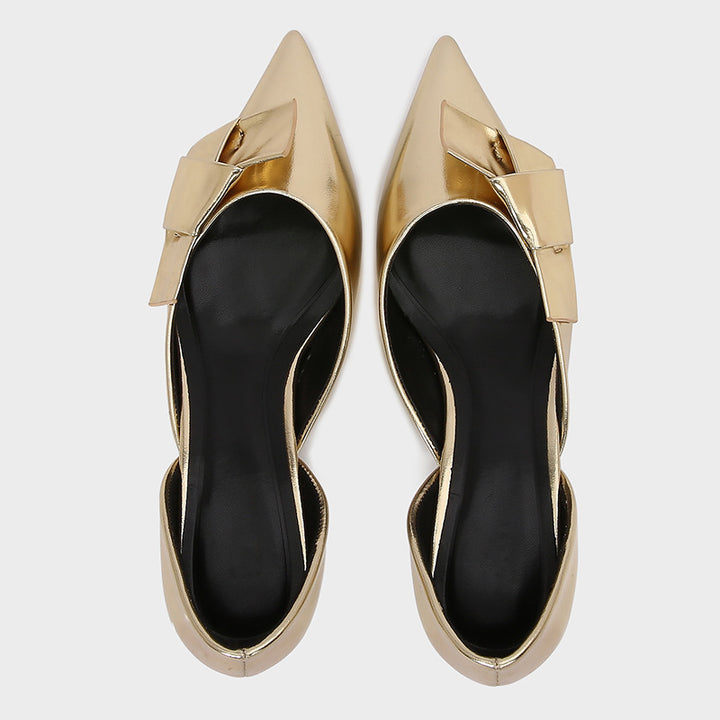 pointed-toe low heel pumps with oversized bow - AMIRAX