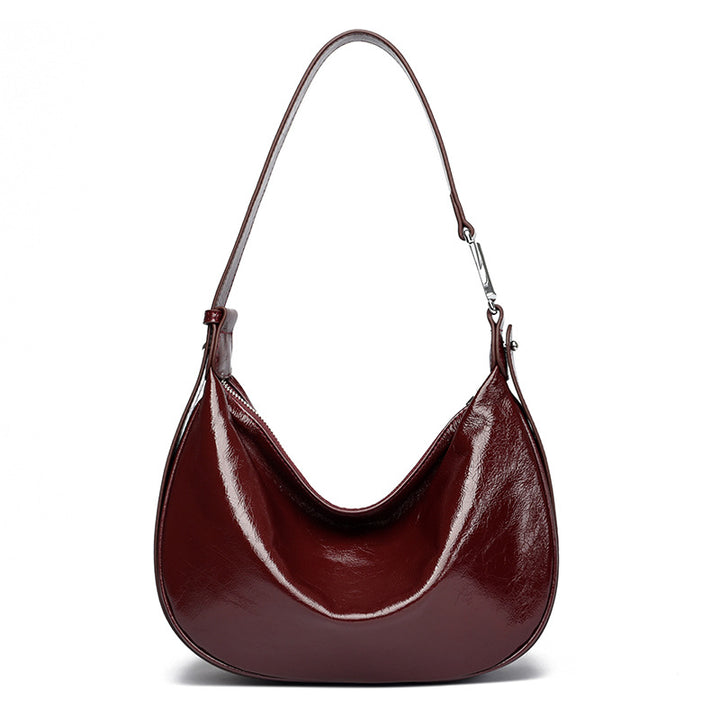 glossy crescent shoulder bag with adjustable strap – VILVAH