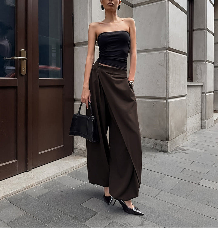 asymmetric draped wide-leg pants – ZARAÉ