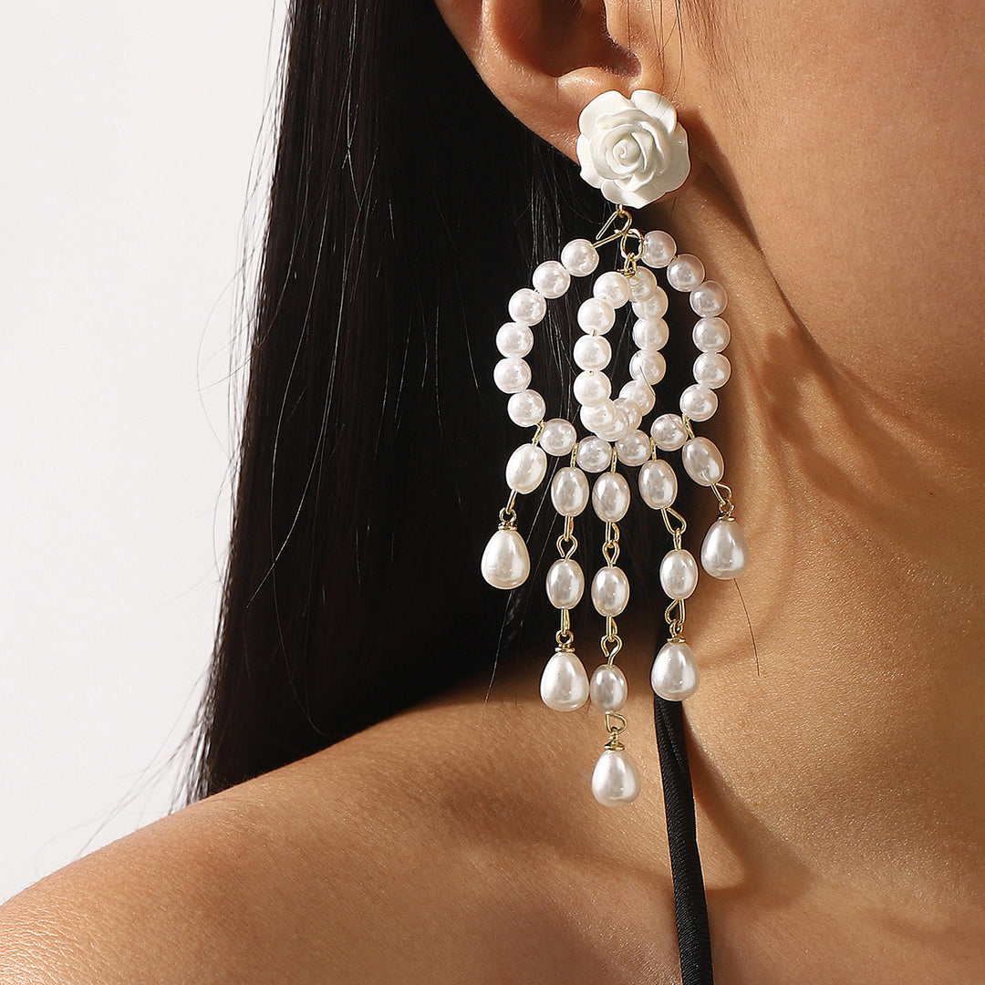 drop earrings with pearls and crystal charms - AMARADO