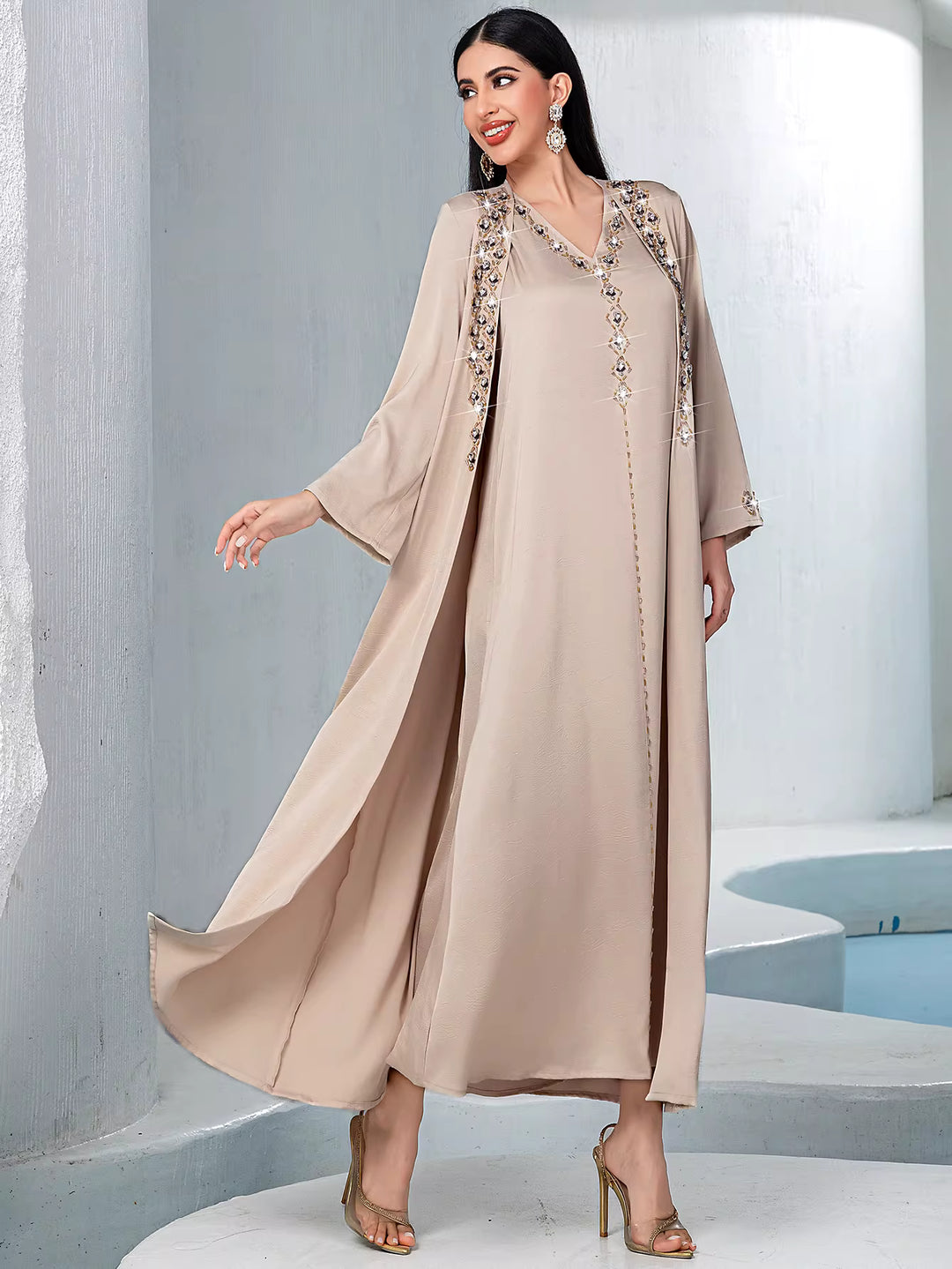 draped minimalist evening dress with fluid silhouette – ALTHEA