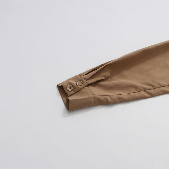 فستان قميص متعدد الطبقات بحزام وأكمام طويلة – ميكلا