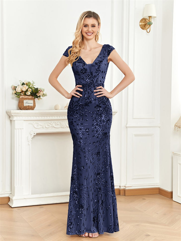 cap-sleeve sequin mermaid gown – RUBINA