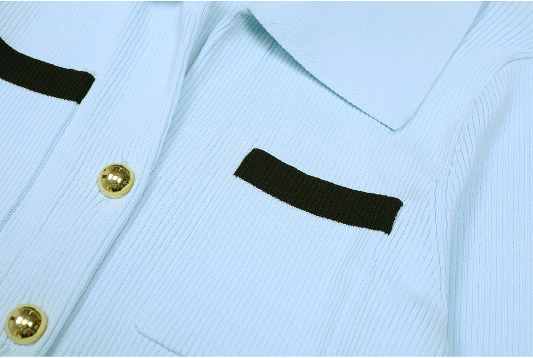 سترة محبوكة مضلعة مع جيوب متباينة – سيلينيزي