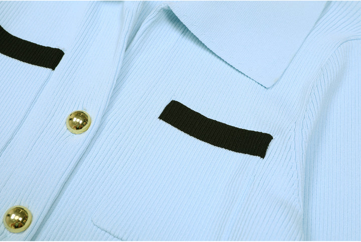 سترة محبوكة مضلعة مع جيوب متباينة – سيلينيزي