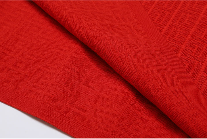 knitted two-piece dress set with logo pattern – CAMILA