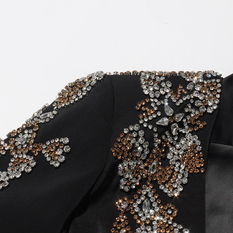 Geplooide top met uitlopende mouwen en maxi-rok set met tailleband – Rosiny 