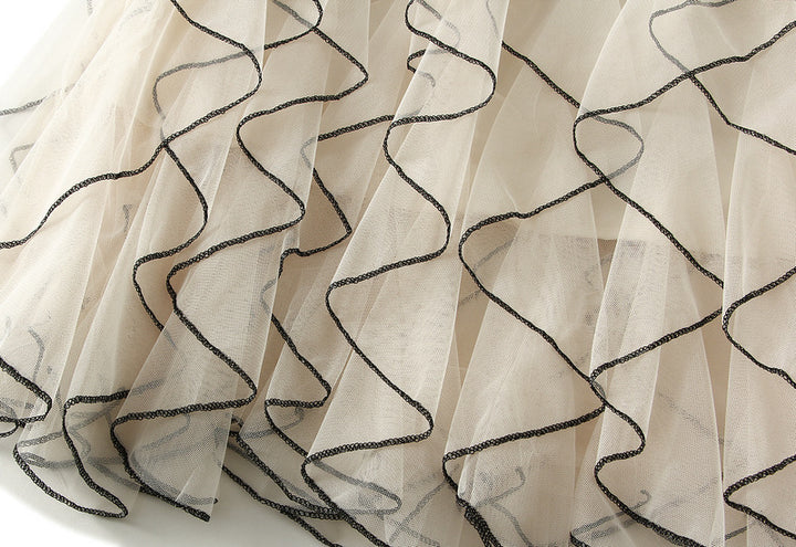 layered tulle skirt with contrast wave edging – SERENE