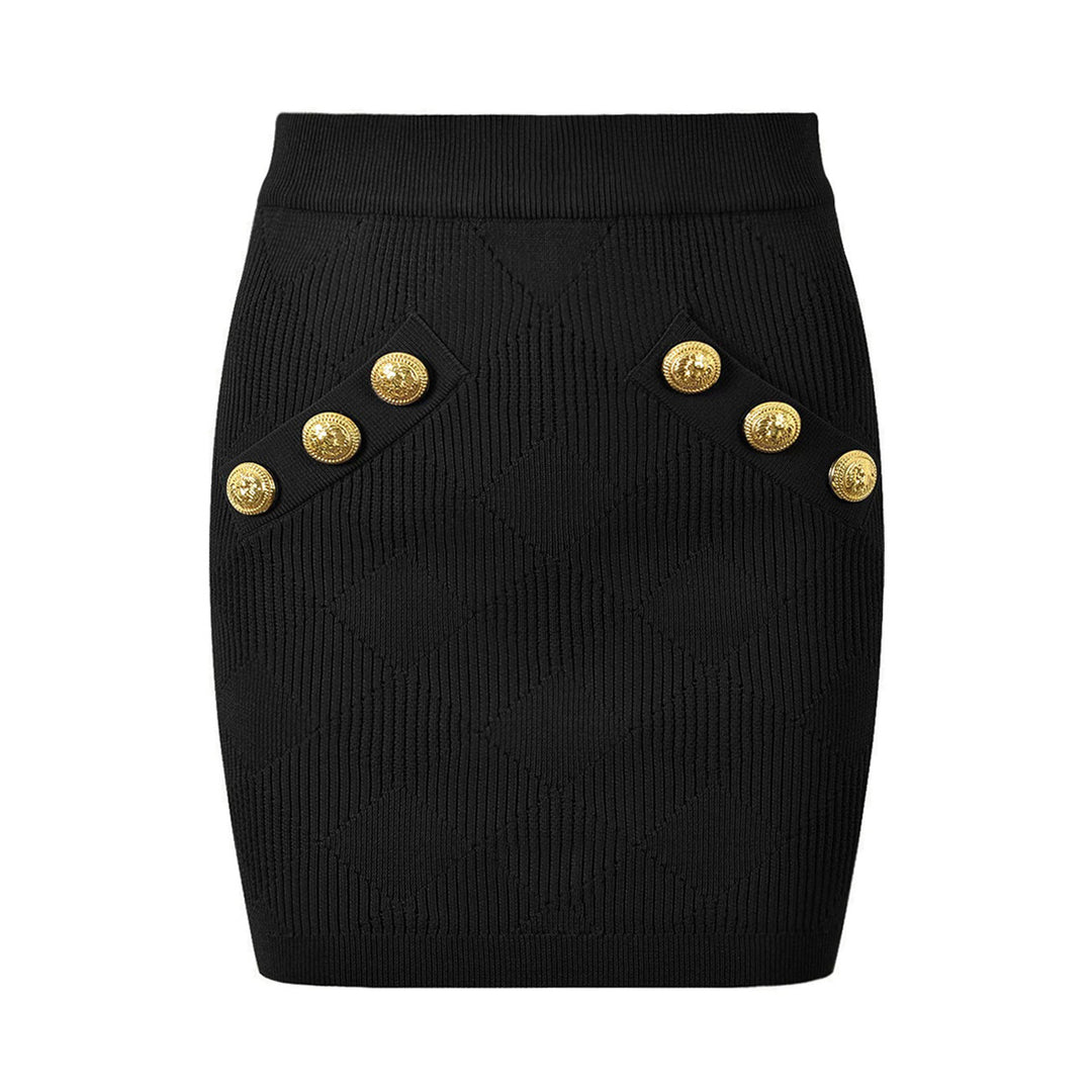 three-piece knit set with gold button detailing – ATHENAZI