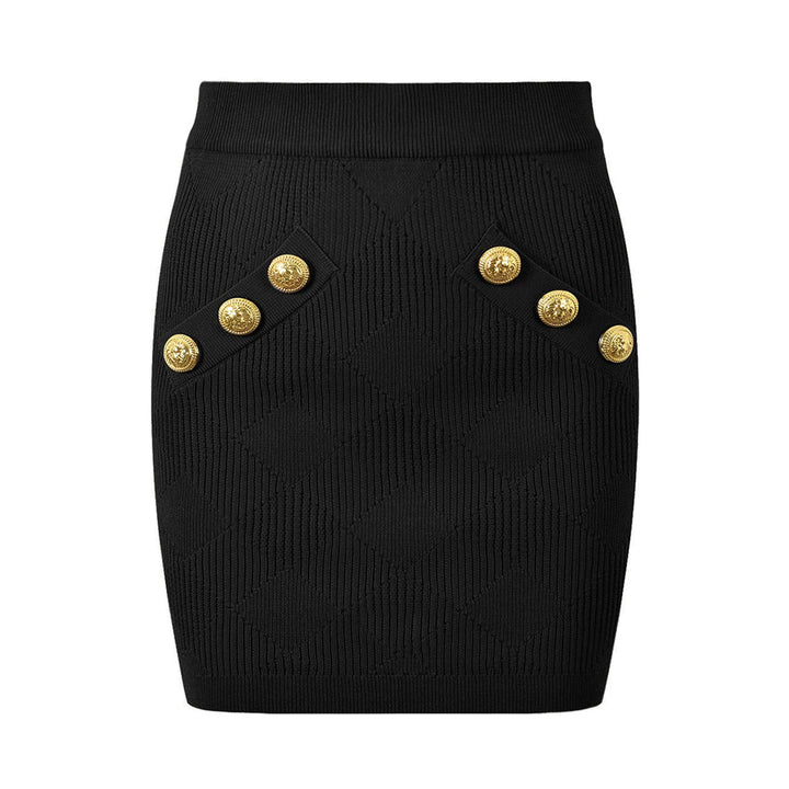 three-piece knit set with gold button detailing – ATHENAZI