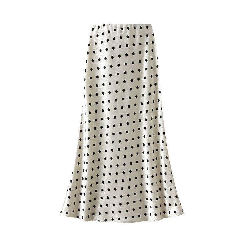 polka-dot satin midi skirt – NOVA