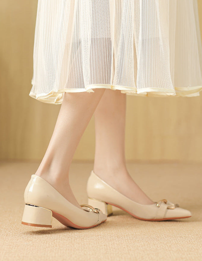 pointed-toe block heels with gold buckle - ARYIALWA