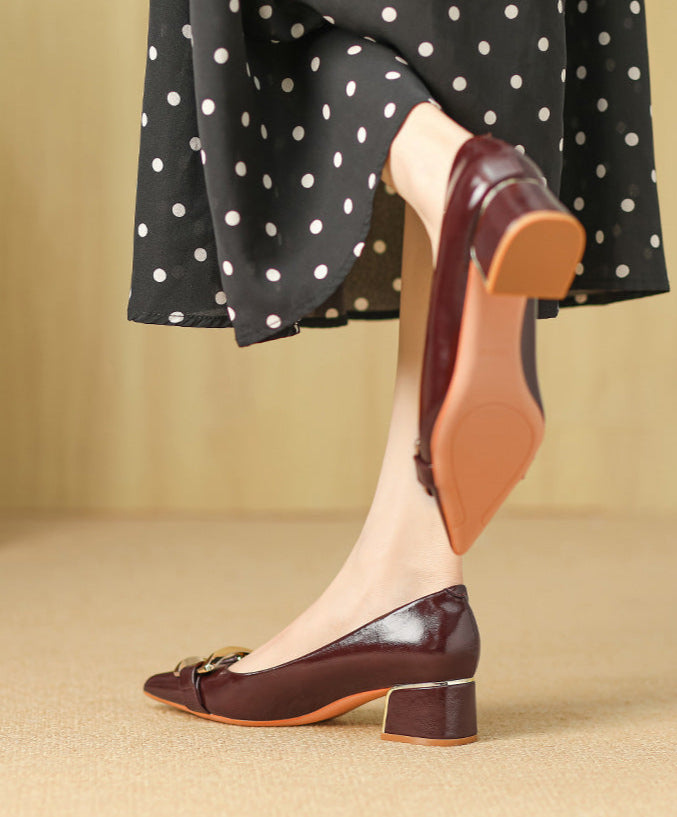 pointed-toe block heels with gold buckle - ARYIALWA