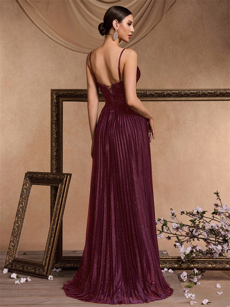 Geplooide top met uitlopende mouwen en maxi-rok set met tailleband – Rosiny 