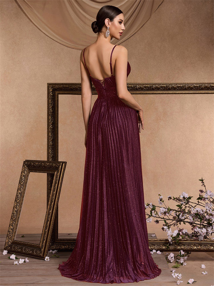 Geplooide top met uitlopende mouwen en maxi-rok set met tailleband – Rosiny 