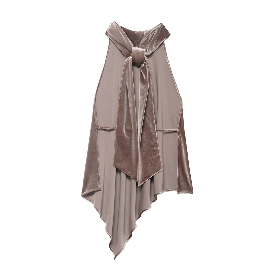 velvet halter-neck top with asymmetric hem – LYRA