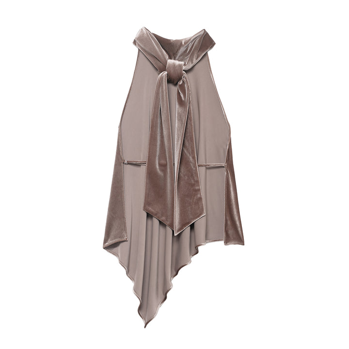 velvet halter-neck top with asymmetric hem – LYRA