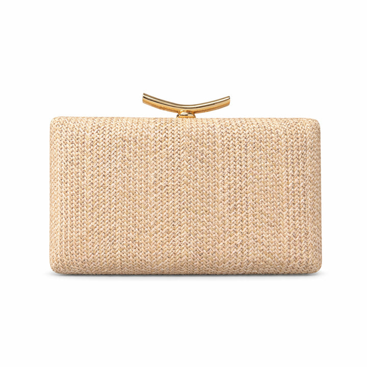 woven straw clutch with gold bar clasp – SAHARA