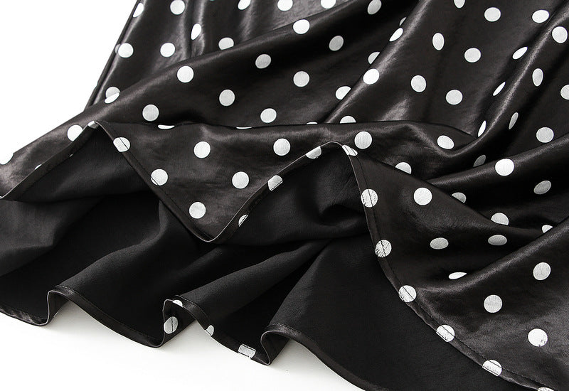 polka-dot satin midi skirt – NOVA