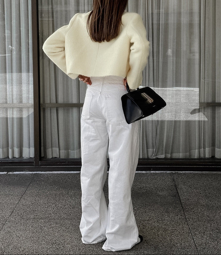 cropped wool jacket with round neckline – CELINE