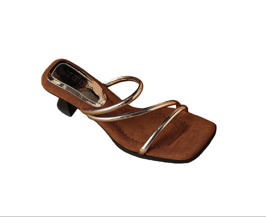 strappy square-toe sandals with mid heel – AURELIANLU