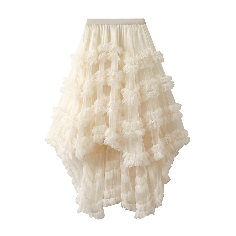 tiered ruffle mesh skirt with high-low hem – AURORA