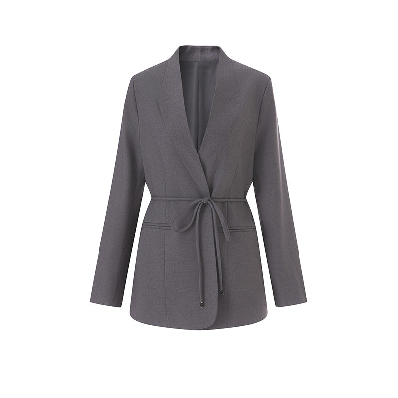 Tailored wrap blazer with self-tie belt – GRACE