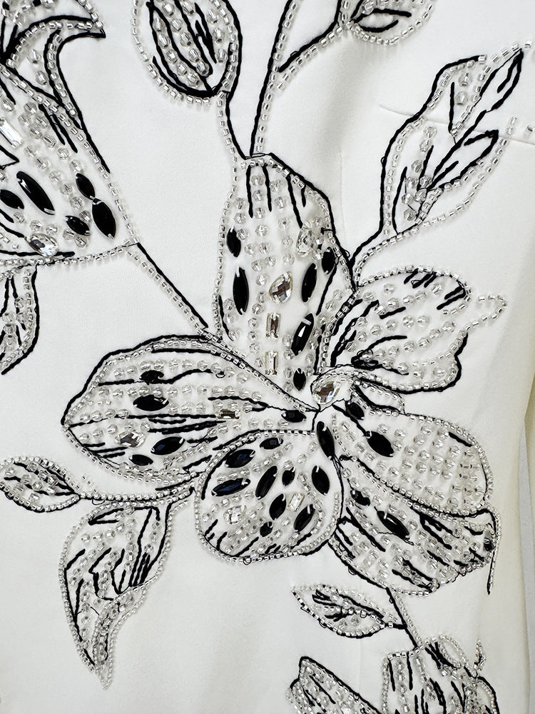 Long-Sleeve Column Dress with Floral Embroidery – ELIORA